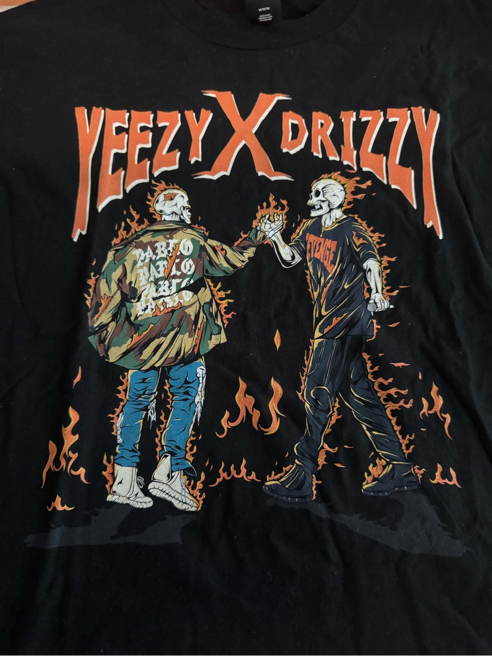 Hanes Black Tee with Orange Graphic "Yeezy X Drizzy"